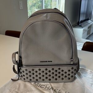 Michael Kors Rhea Light Gray Studded Backpack